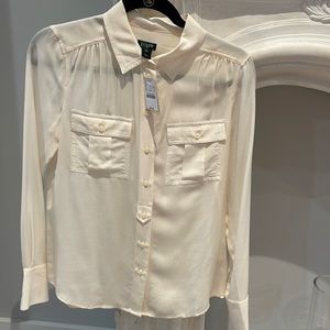 NWT J Crew Silk Cream Blouse XS